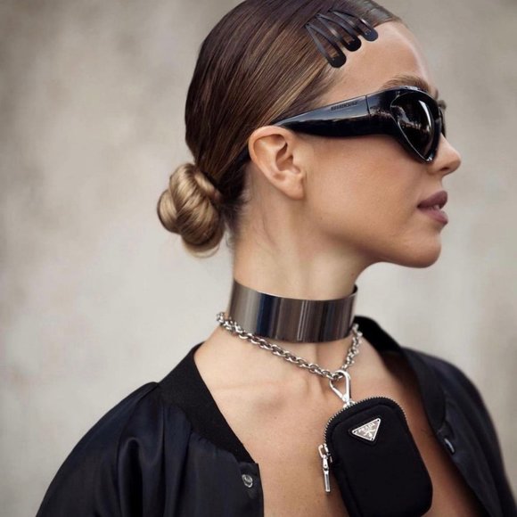 Balenciaga BB0228S 001 Geometric Sunglasses - Black/Grey main image 8